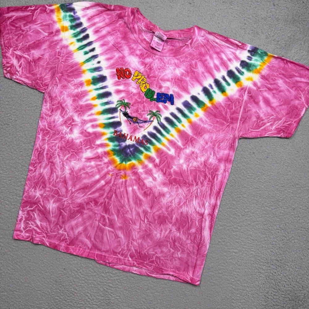 Vintage Y2K‎ Bahamas No Problem embroidered Tie Dye T-shirt